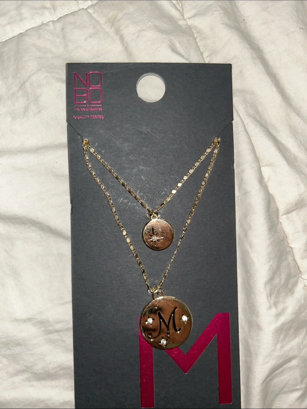 No Boundaries Gold Tone Layered Necklace Set, “M” Initial, NWT